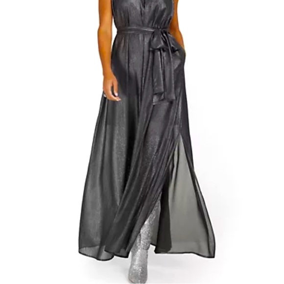 NWT gunmetal Halter High Neck Maxi Dress by New York & Co |Size Small - Picture 3 of 5